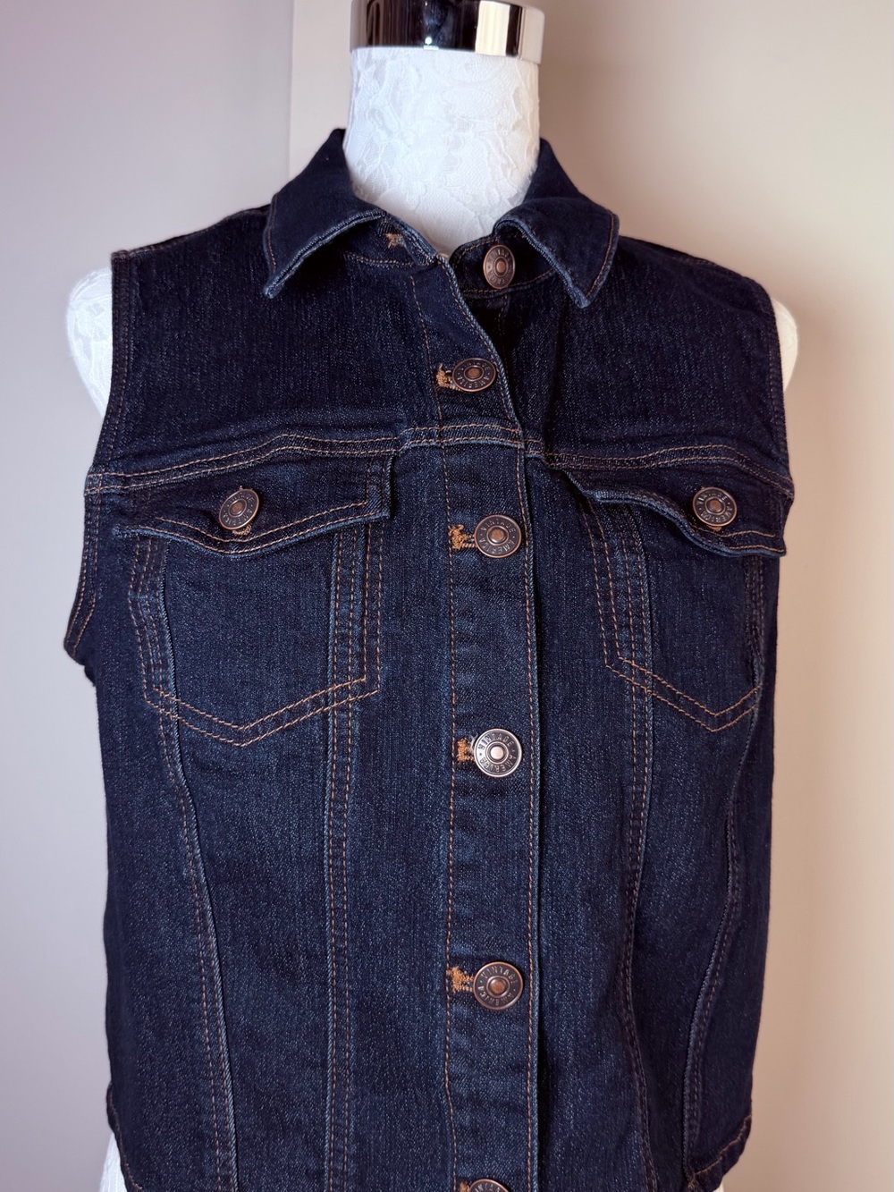 Vintage America Dark Blue Denim Vest